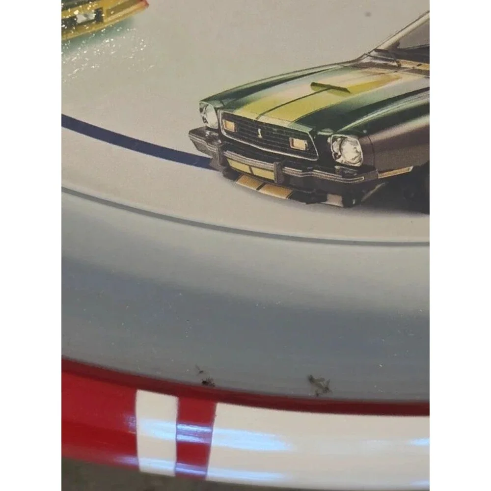 Ford Mustang Wall Clock 50 Years Cars Sound Quartz Red White Racing Stripe